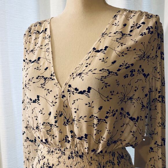 Blue Life Cora Top, Barcelona Floral, Size Small, White with Black Print - Picture 2 of 10